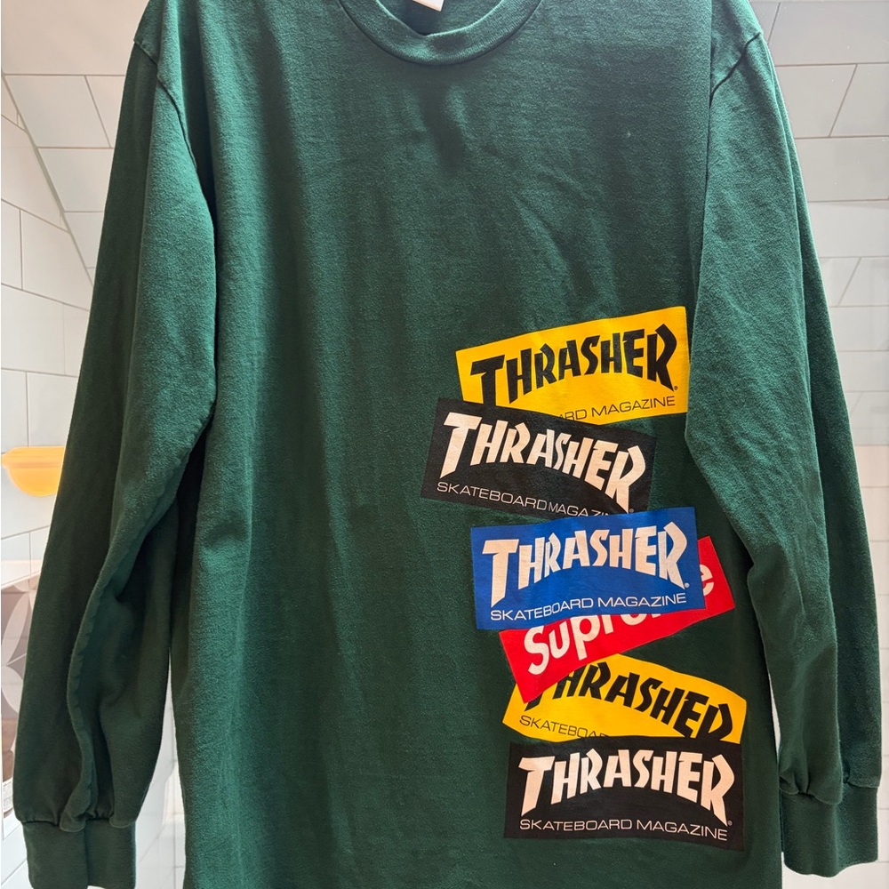 Supreme Thrasher Green Long Sleeve Shirt L